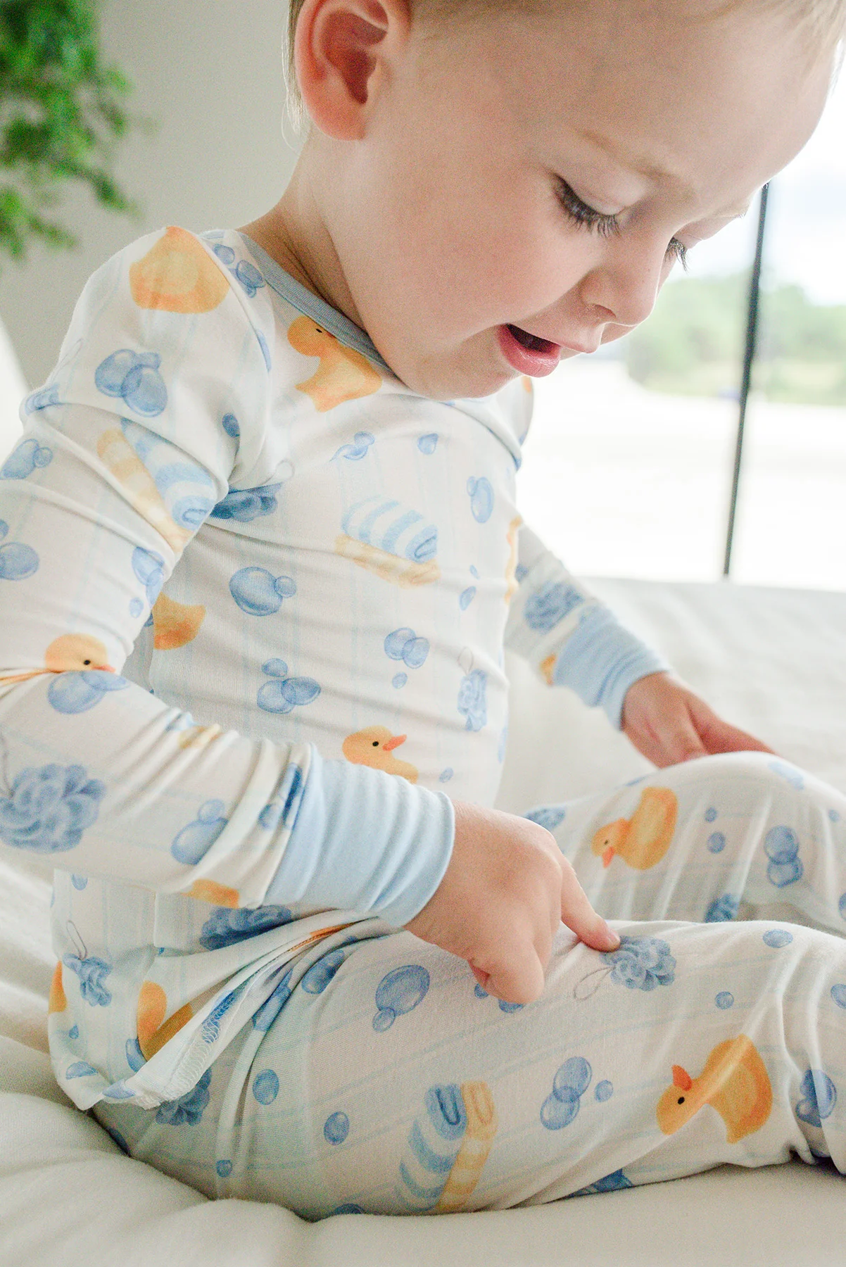 Two Piece Bamboo Pajama Set | Bubble Duckies Blue - Image 6