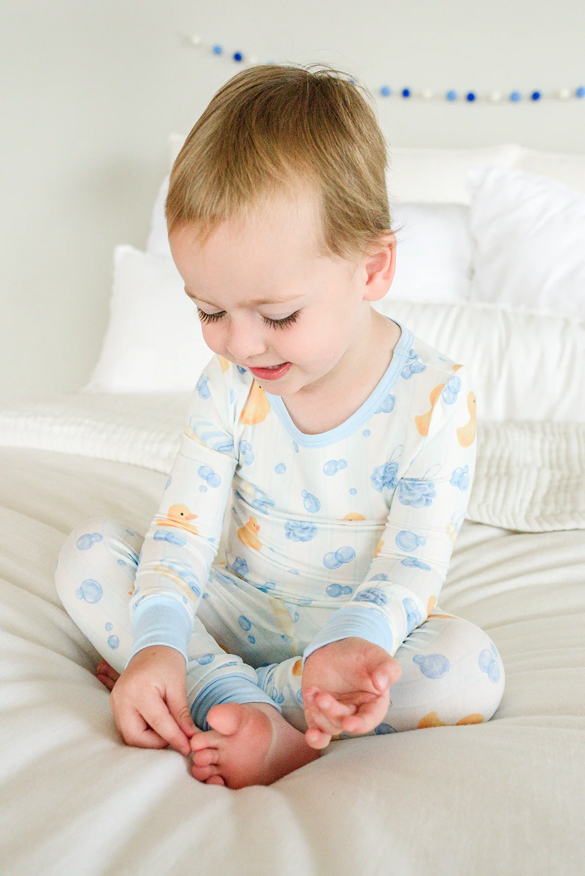 Two Piece Bamboo Pajama Set | Bubble Duckies Blue - Image 9