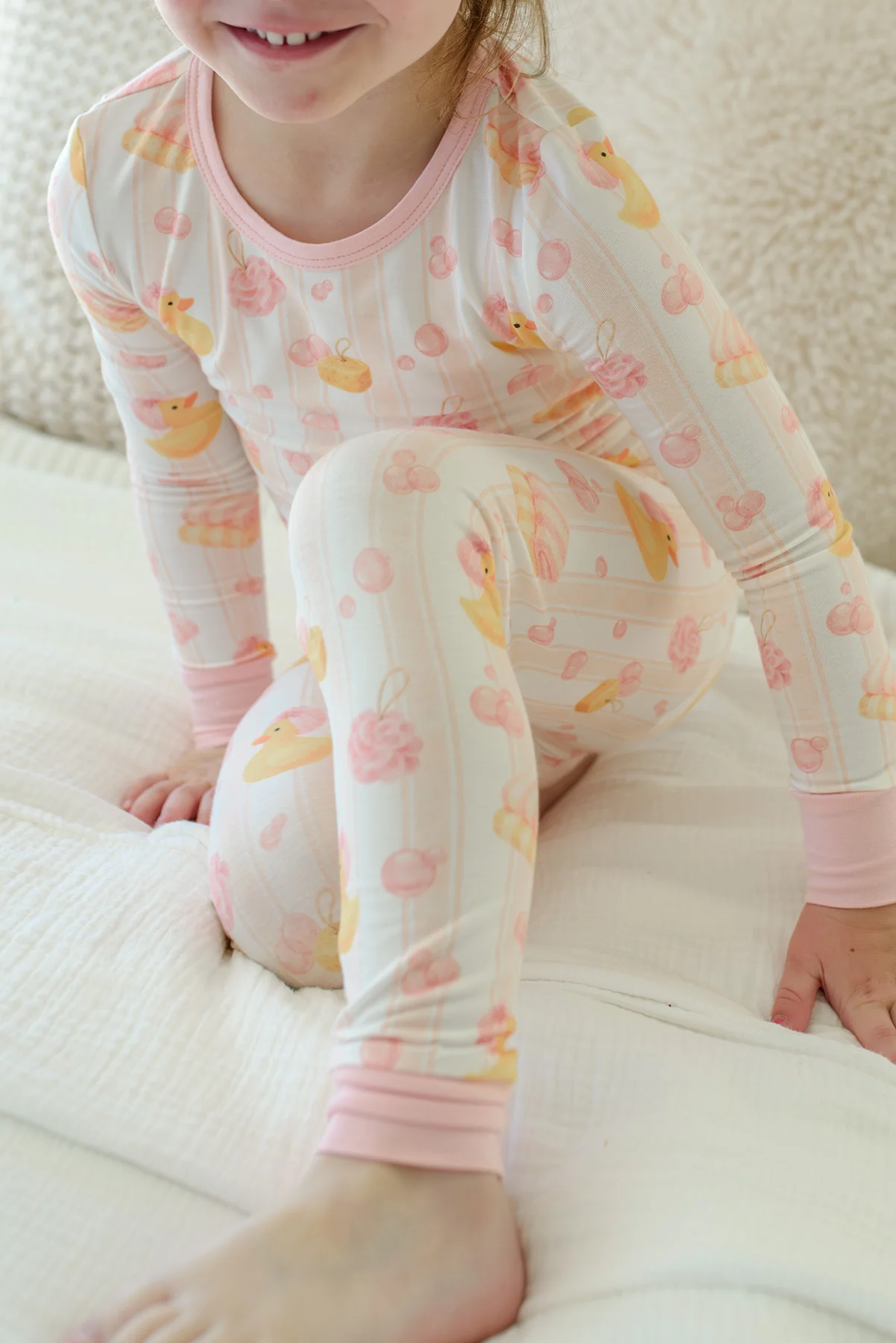 Two Piece Bamboo Pajama Set | Bubble Duckies Pink - Image 10