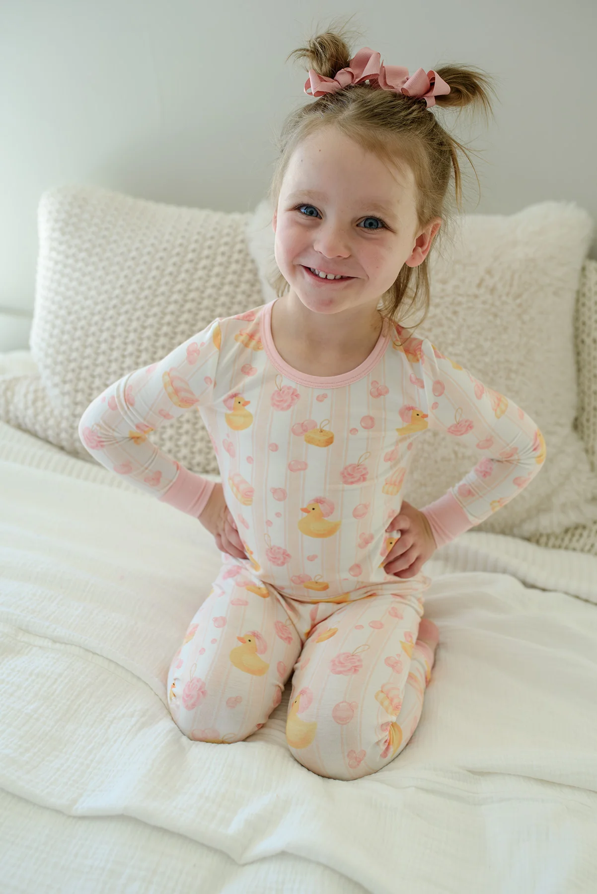 Two Piece Bamboo Pajama Set | Bubble Duckies Pink - Image 14