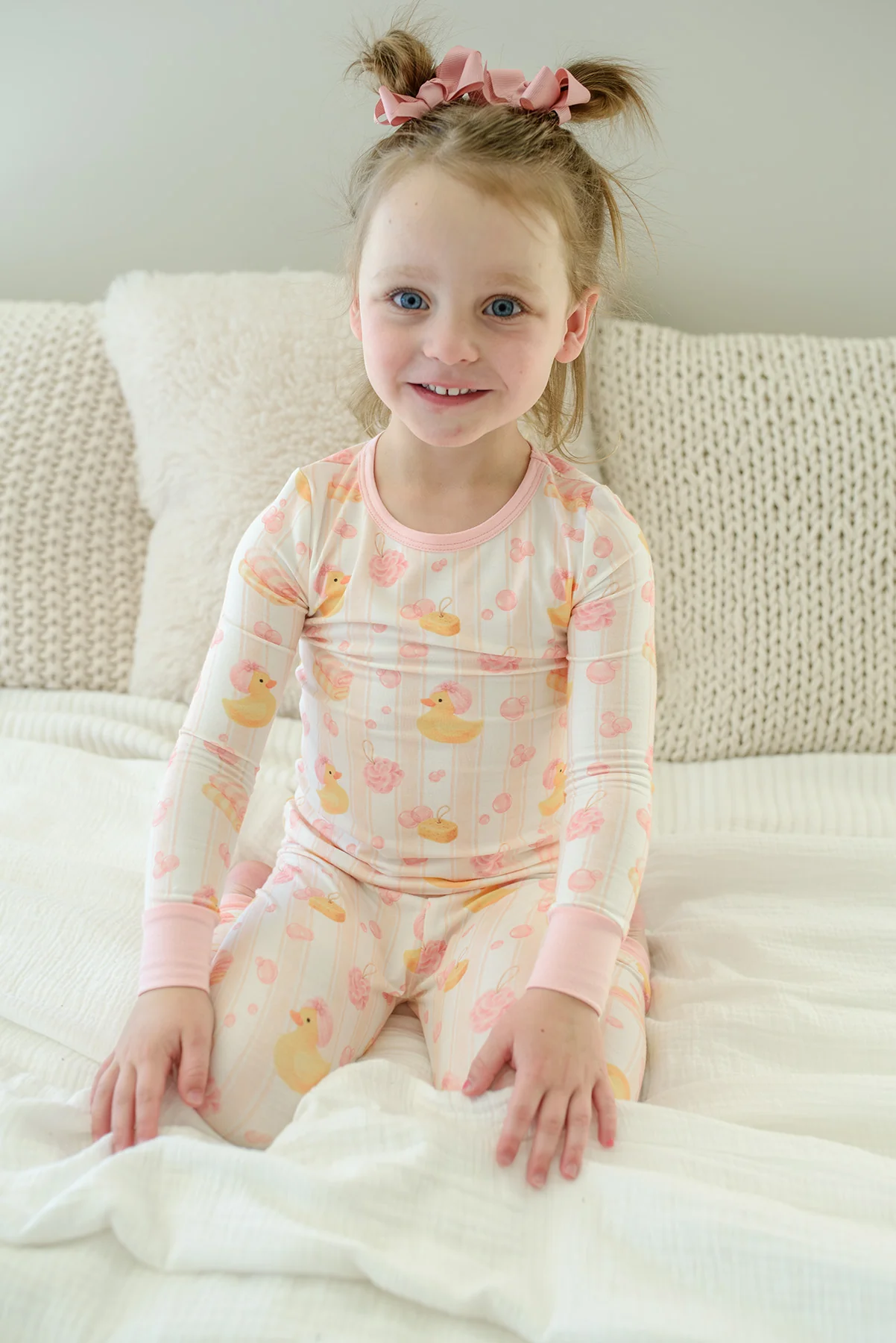Two Piece Bamboo Pajama Set | Bubble Duckies Pink - Image 4