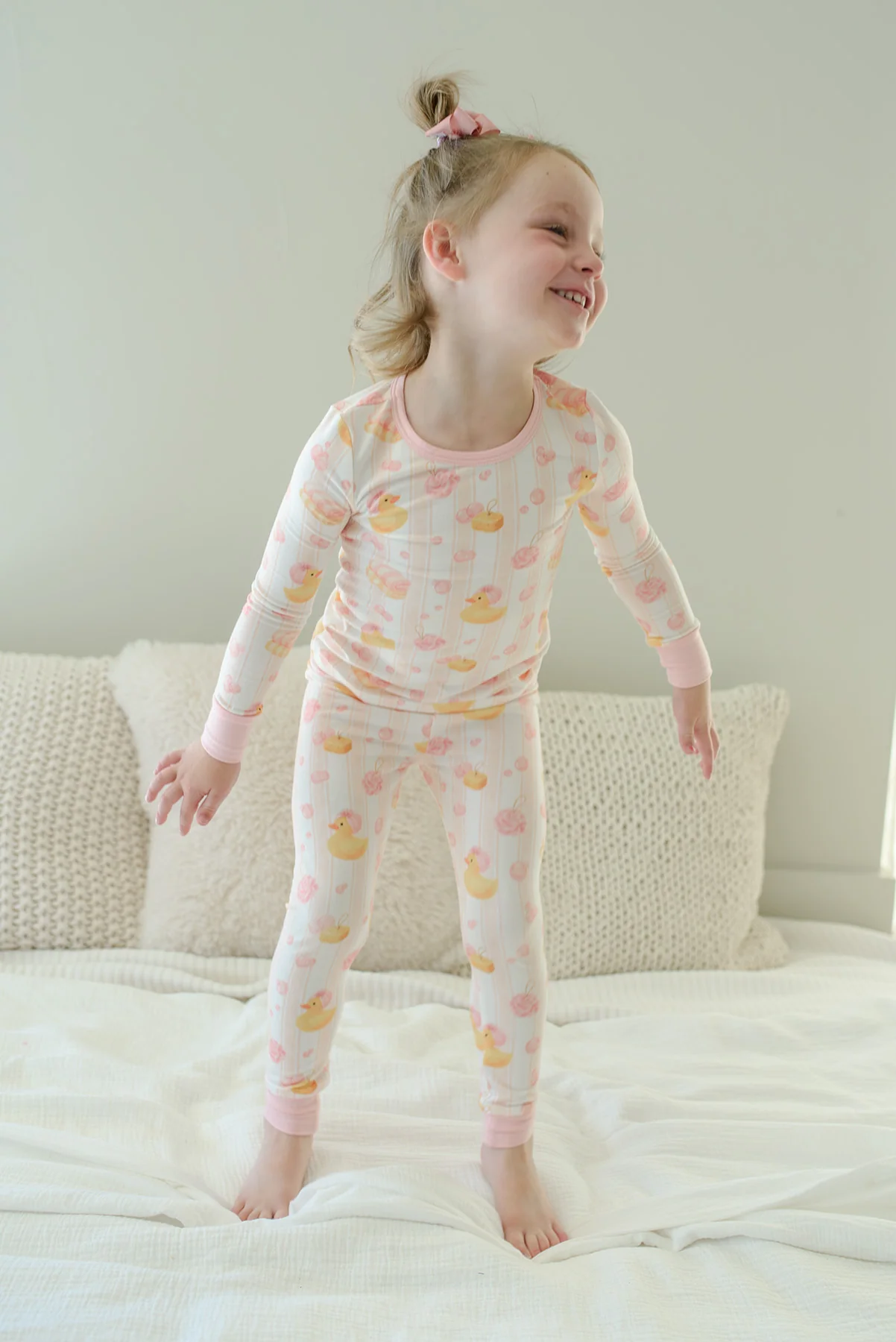 Two Piece Bamboo Pajama Set | Bubble Duckies Pink - Image 5