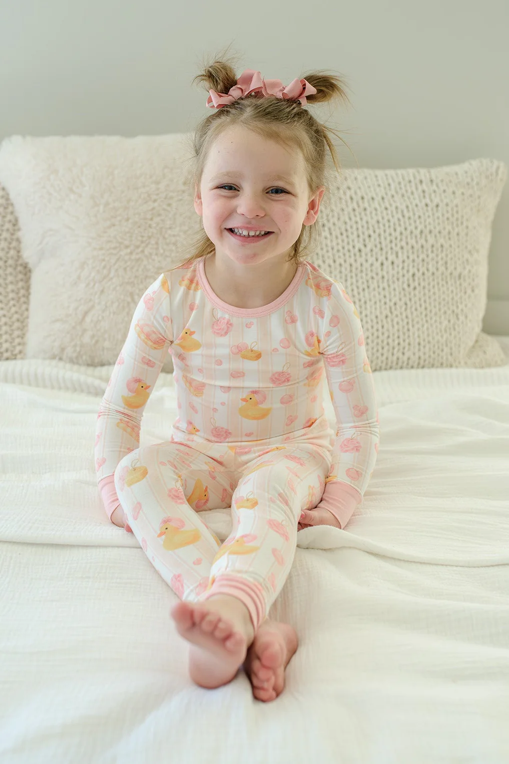 Two Piece Bamboo Pajama Set | Bubble Duckies Pink - Image 6