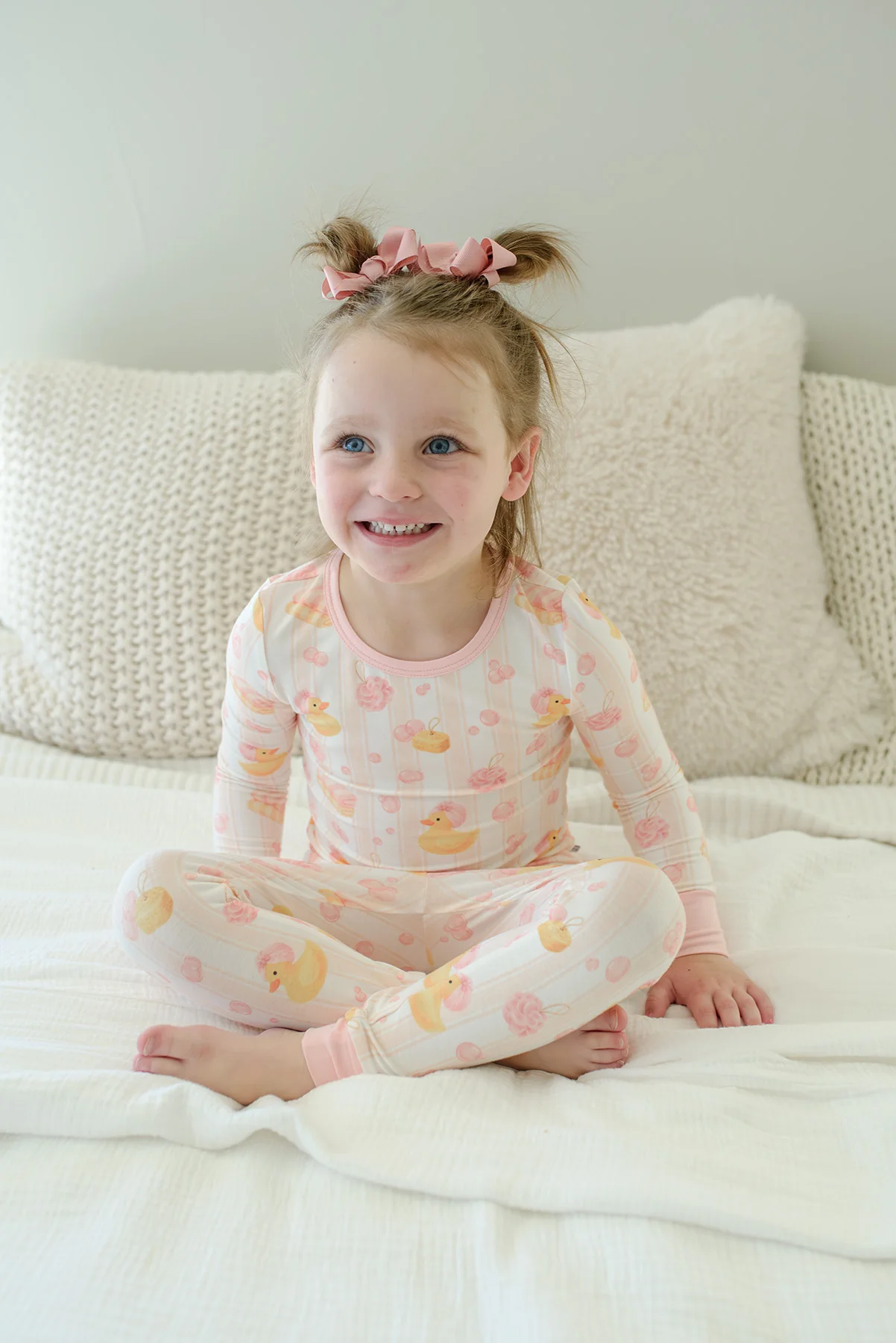 Two Piece Bamboo Pajama Set | Bubble Duckies Pink - Image 9