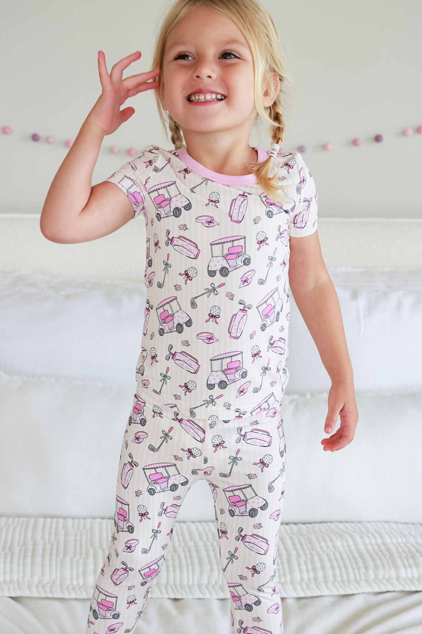 Two Piece Bamboo Pajama Set | Caddie Crew Pink