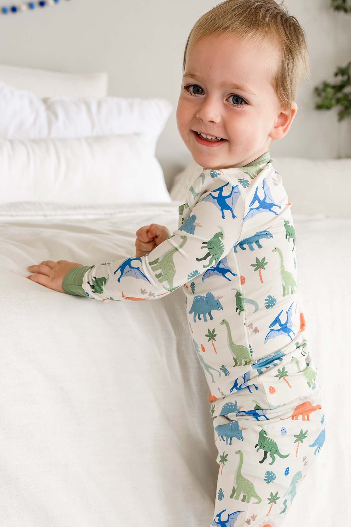 Two Piece Bamboo Pajama Set | Little Fossil Neutral - Image 10