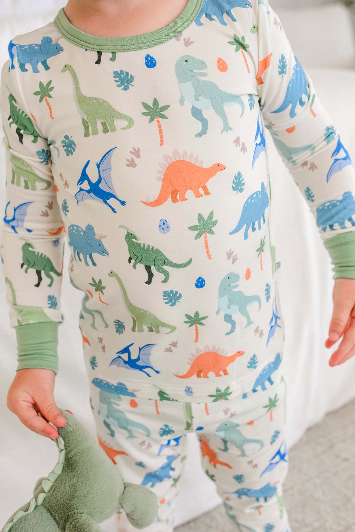 Two Piece Bamboo Pajama Set | Little Fossil Neutral - Image 11