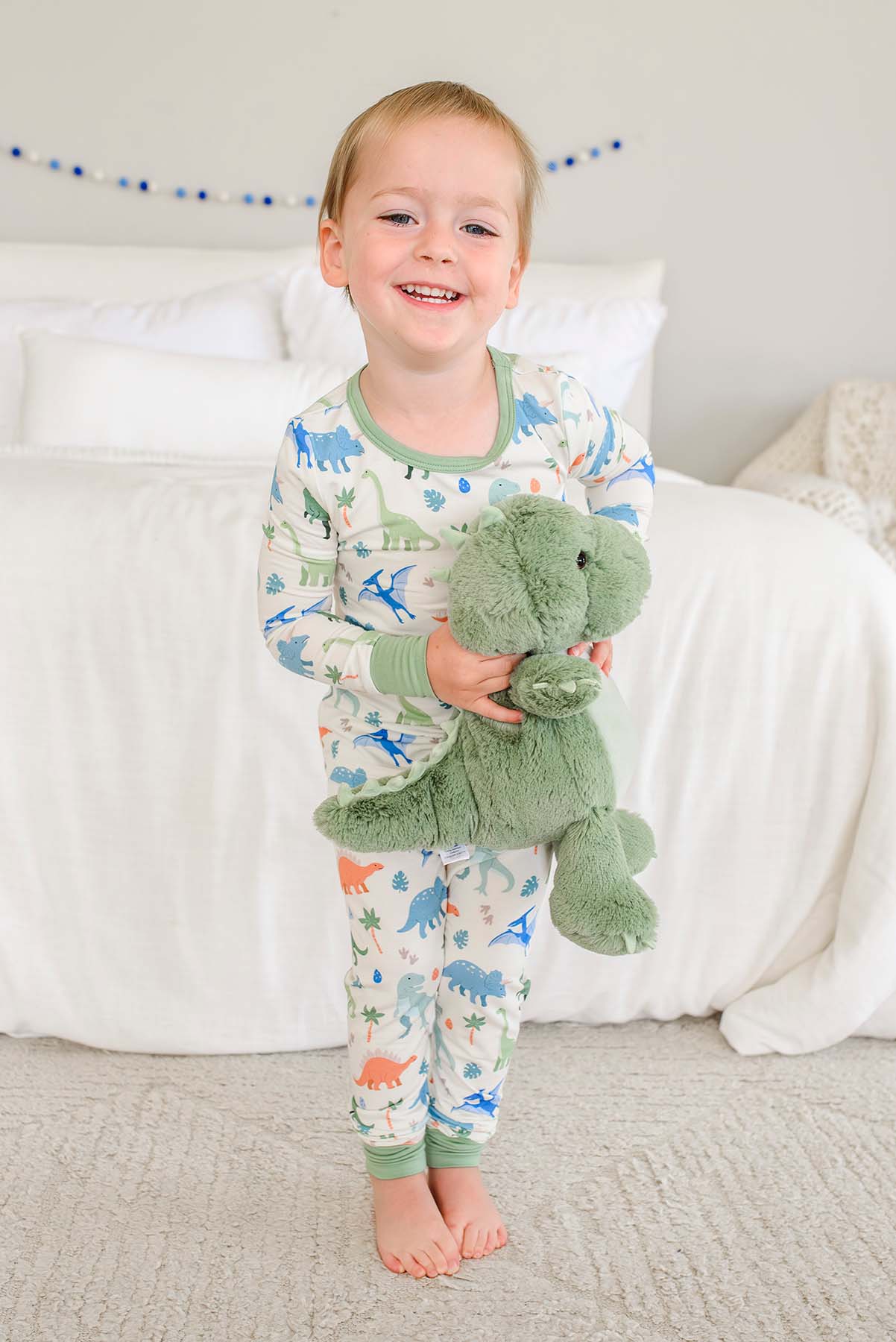 Two Piece Bamboo Pajama Set | Little Fossil Neutral - Image 12