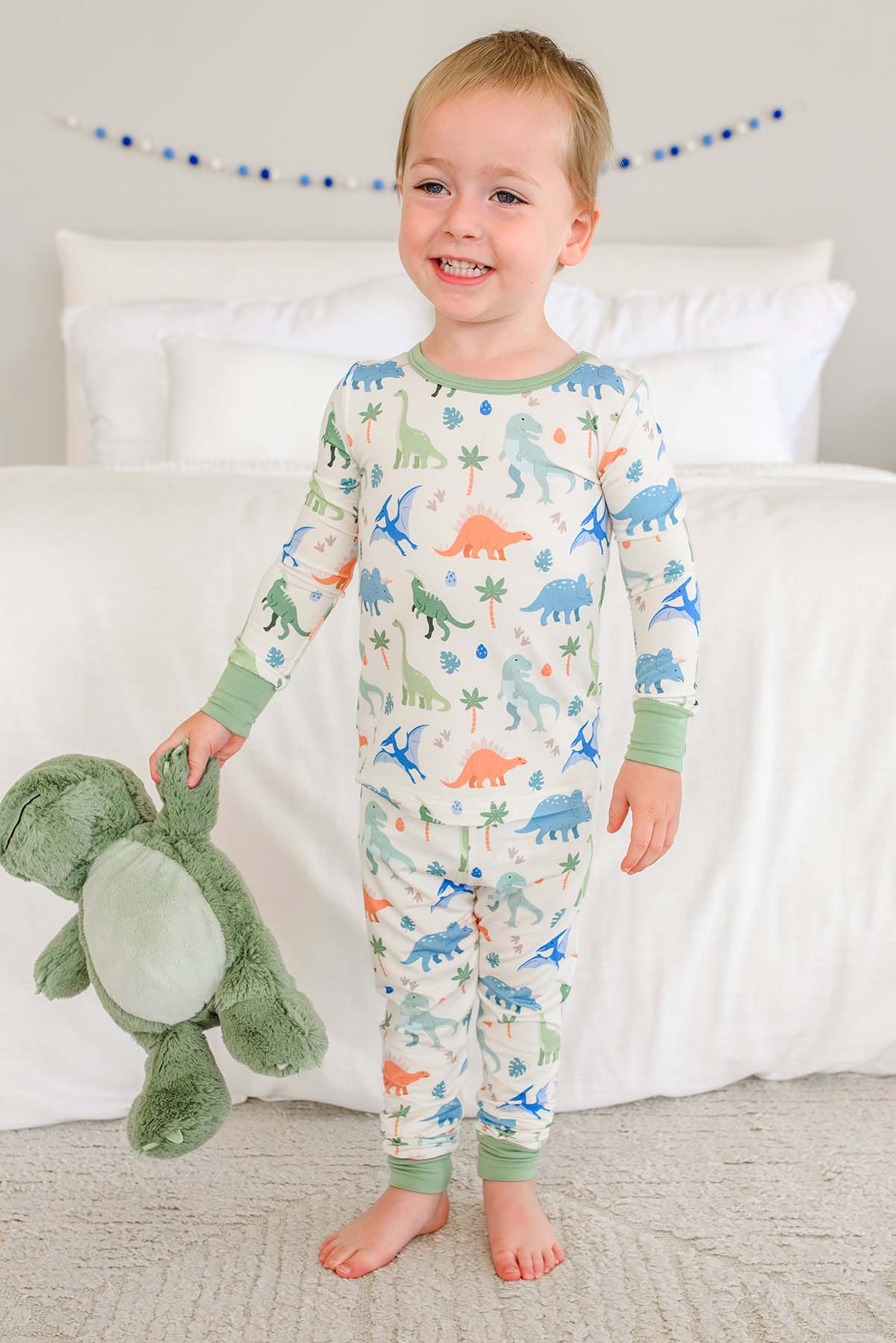 Two Piece Bamboo Pajama Set | Little Fossil Neutral - Image 14