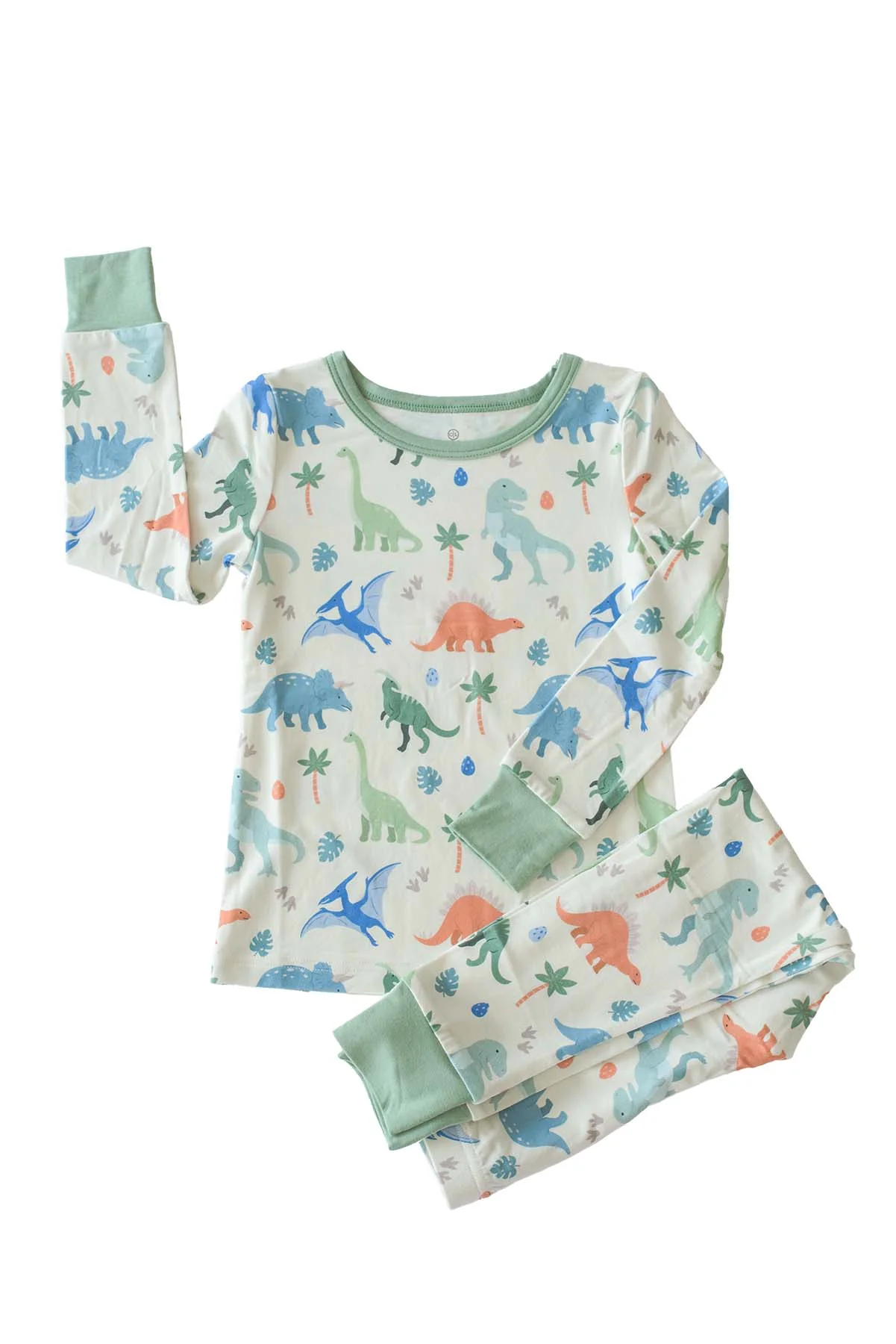 Two Piece Bamboo Pajama Set | Little Fossil Neutral - Image 2
