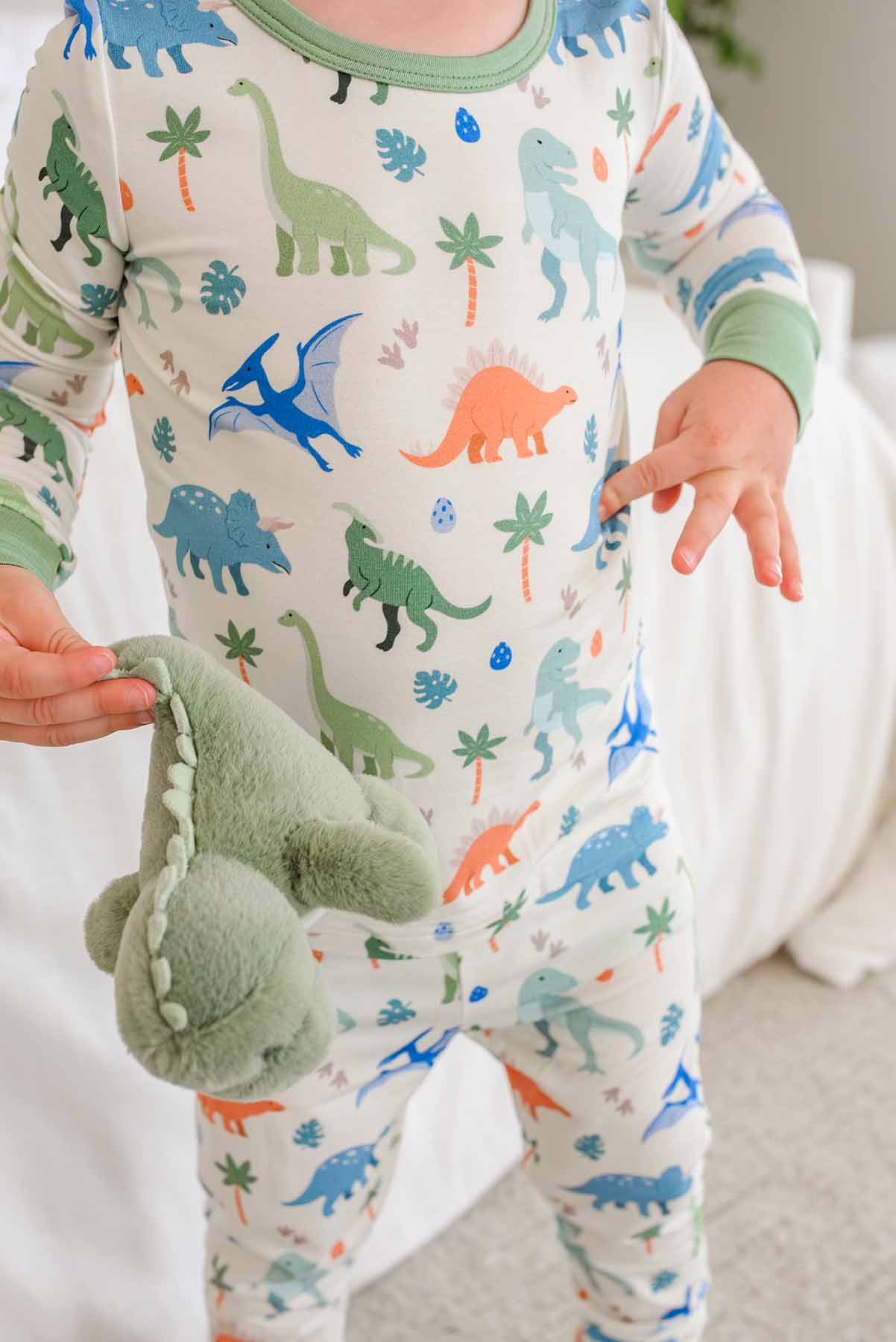Two Piece Bamboo Pajama Set | Little Fossil Neutral - Image 3