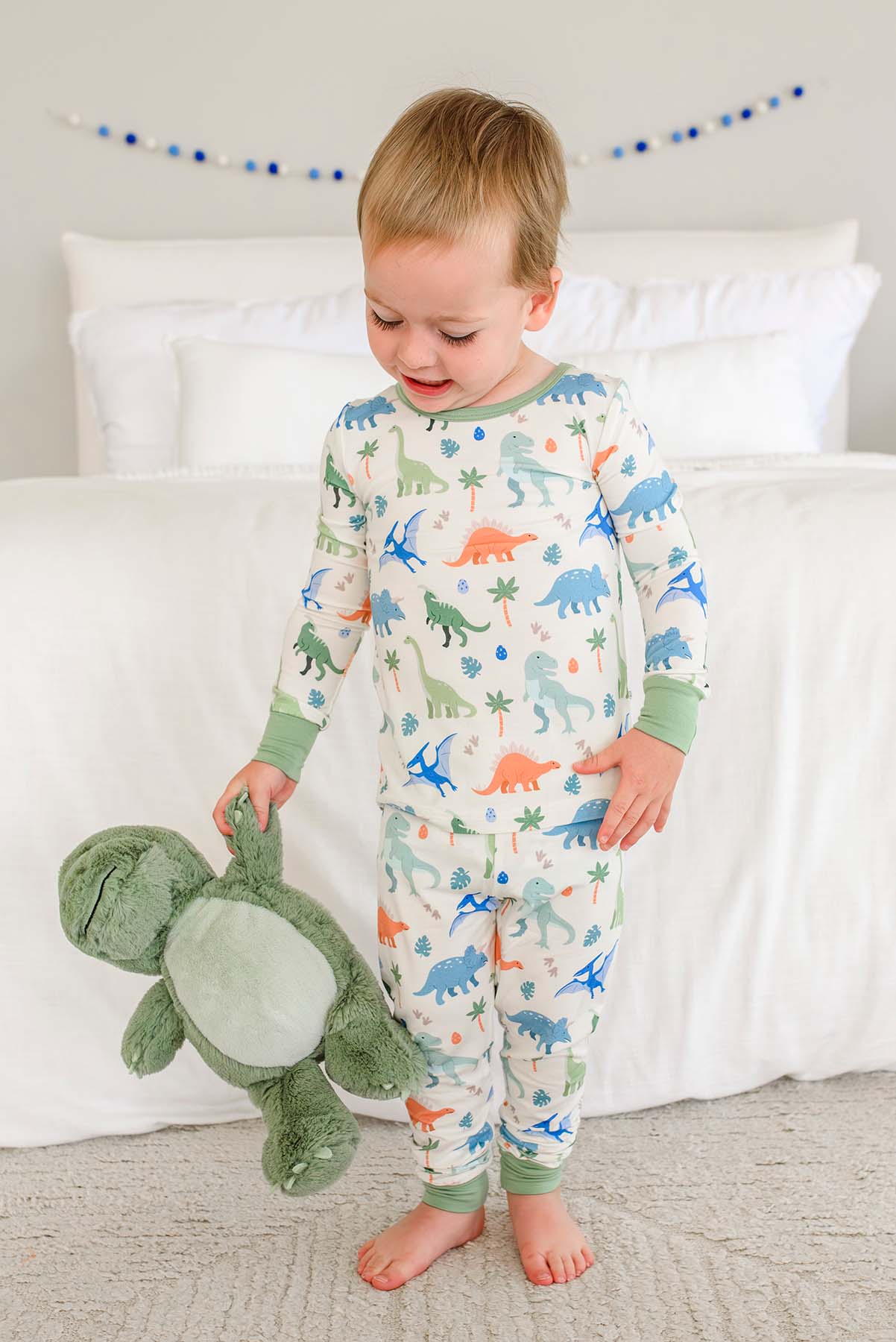 Two Piece Bamboo Pajama Set | Little Fossil Neutral - Image 4
