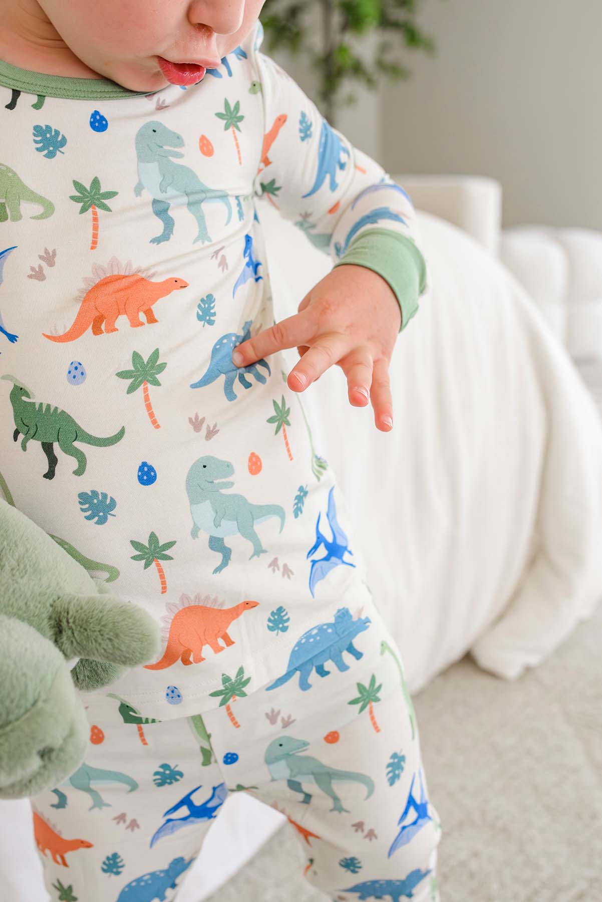 Two Piece Bamboo Pajama Set | Little Fossil Neutral - Image 7