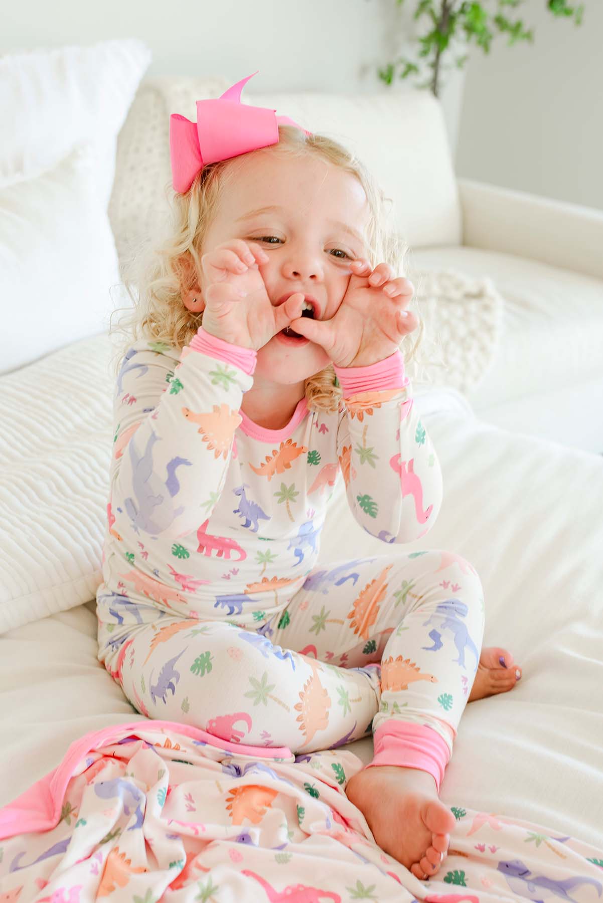 Two Piece Bamboo Pajama Set | Little Fossil Pink - Image 10