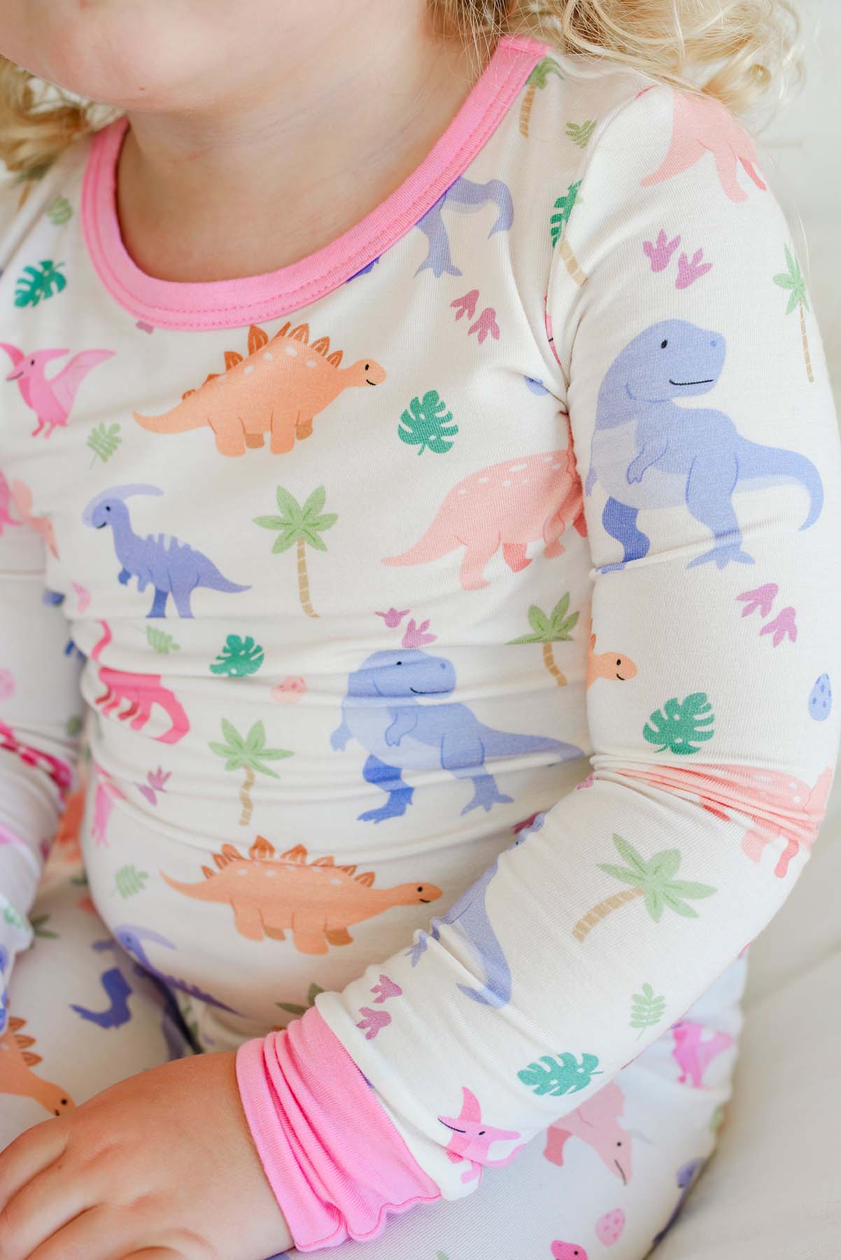 Two Piece Bamboo Pajama Set | Little Fossil Pink - Image 11