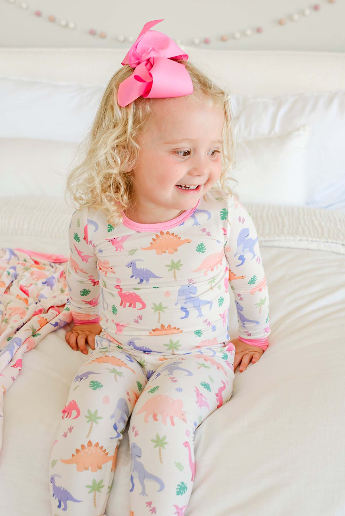 Two Piece Bamboo Pajama Set | Little Fossil Pink - Image 12