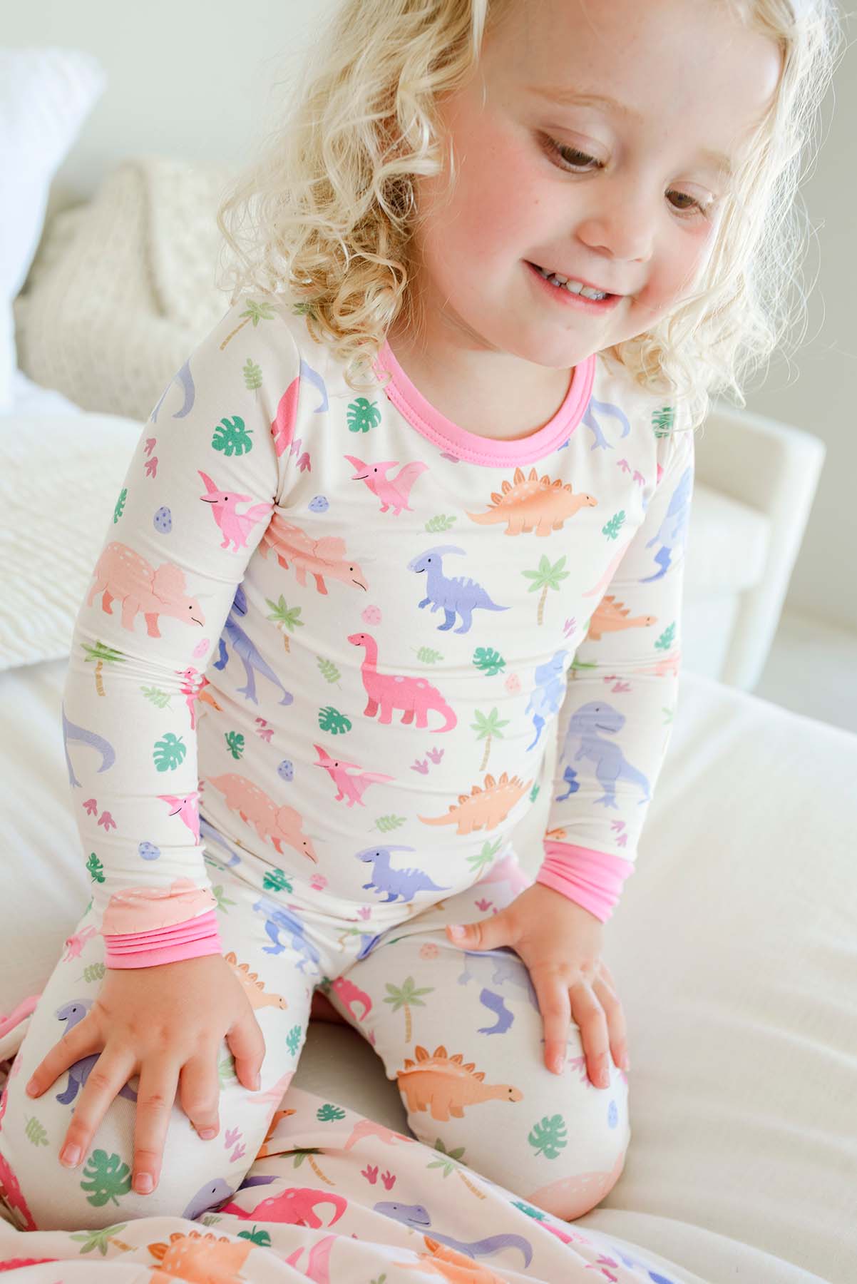 Two Piece Bamboo Pajama Set | Little Fossil Pink - Image 13