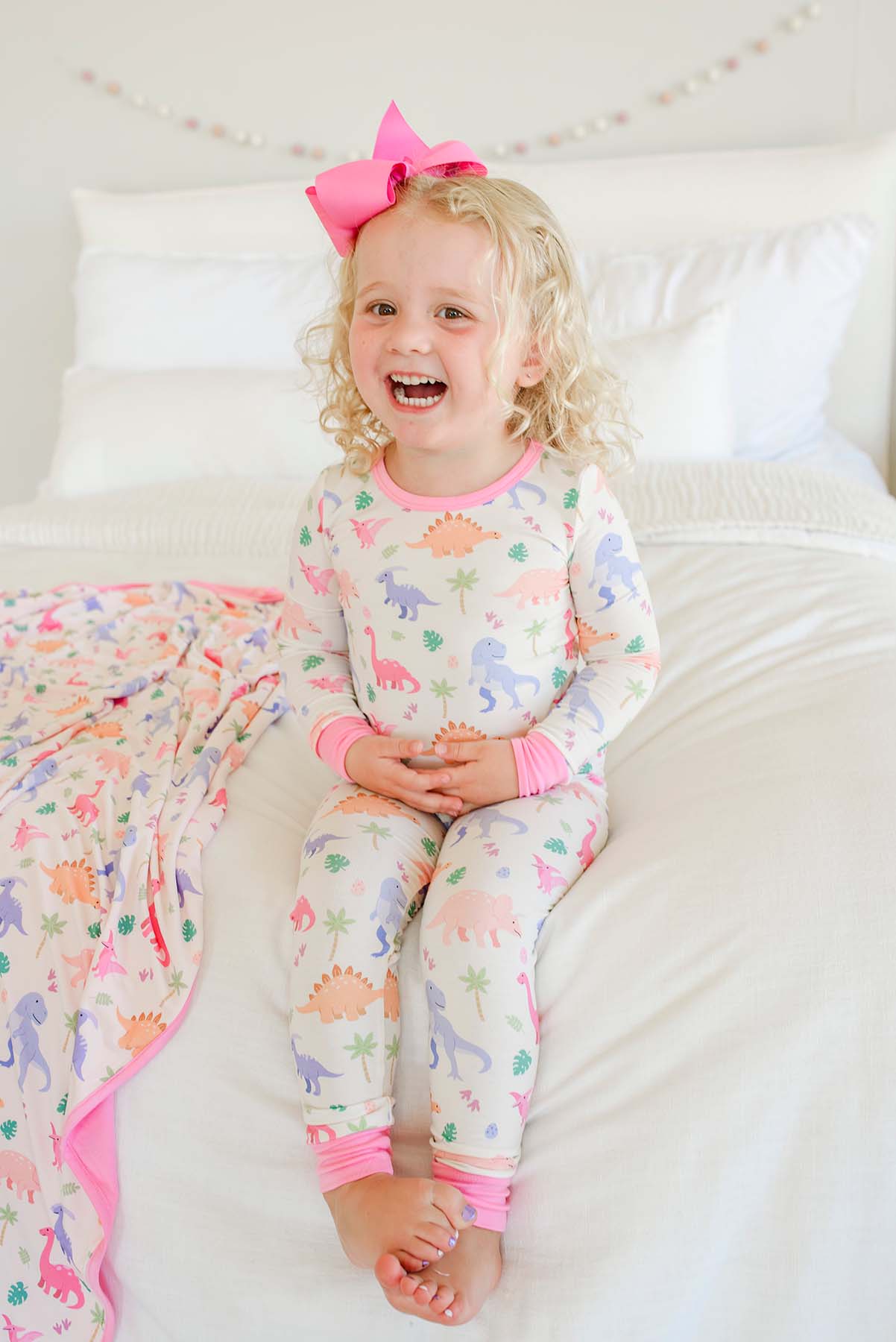 Two Piece Bamboo Pajama Set | Little Fossil Pink - Image 14