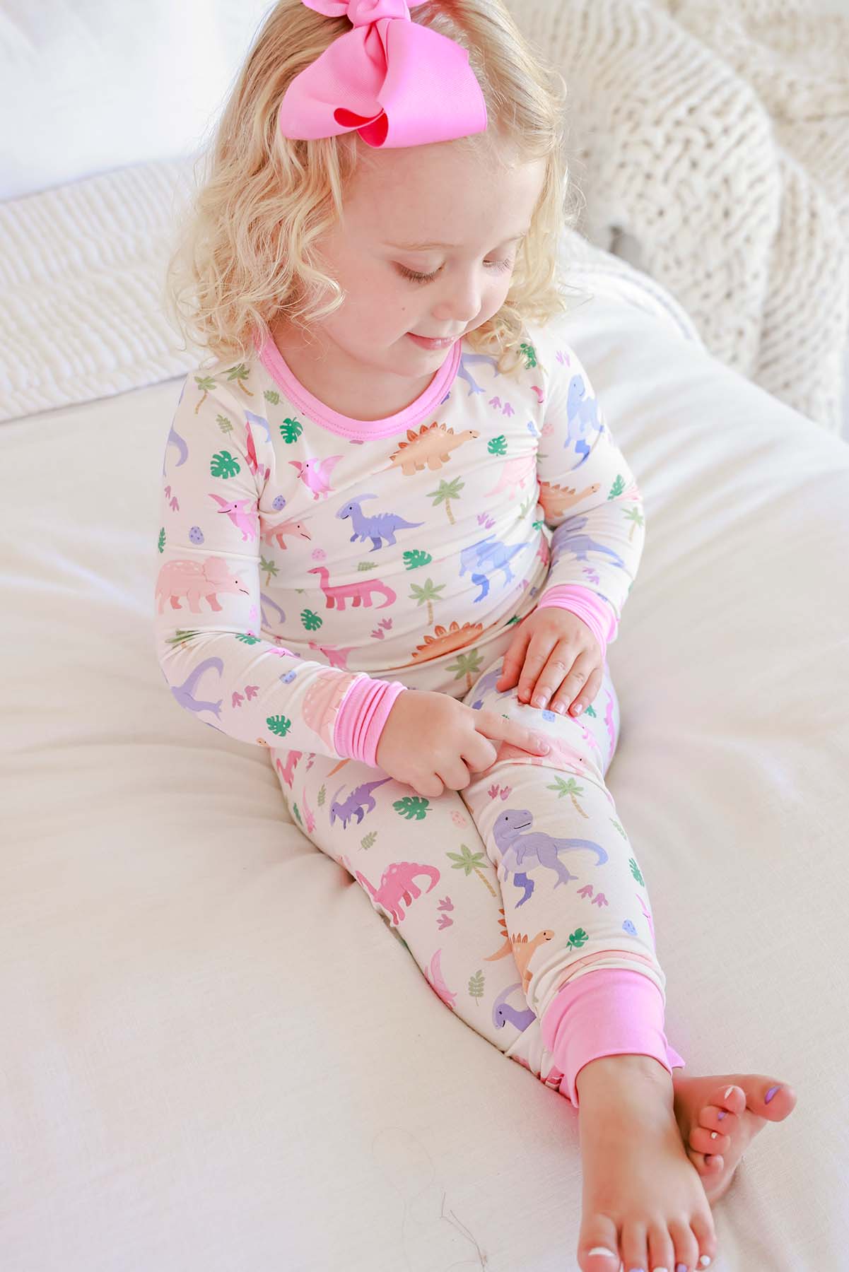 Two Piece Bamboo Pajama Set | Little Fossil Pink - Image 17