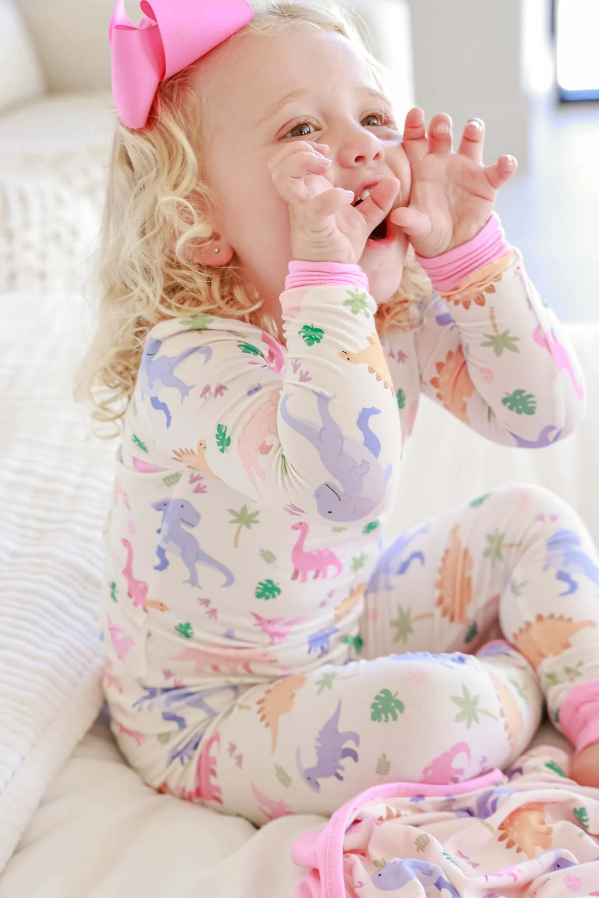 Two Piece Bamboo Pajama Set | Little Fossil Pink - Image 3