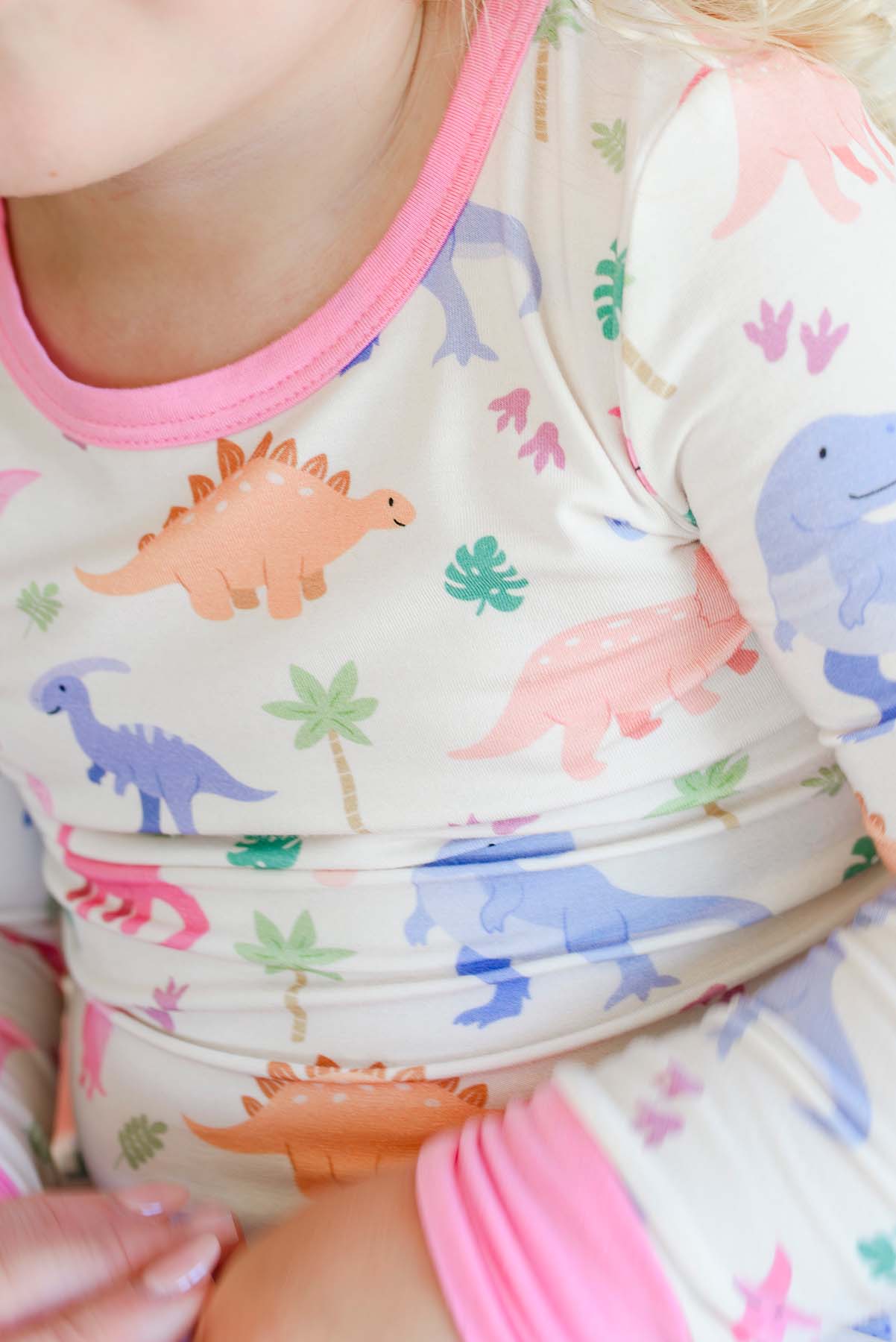 Two Piece Bamboo Pajama Set | Little Fossil Pink - Image 4