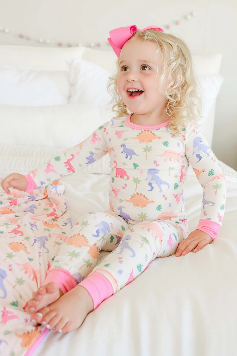 Two Piece Bamboo Pajama Set | Little Fossil Pink - Image 5