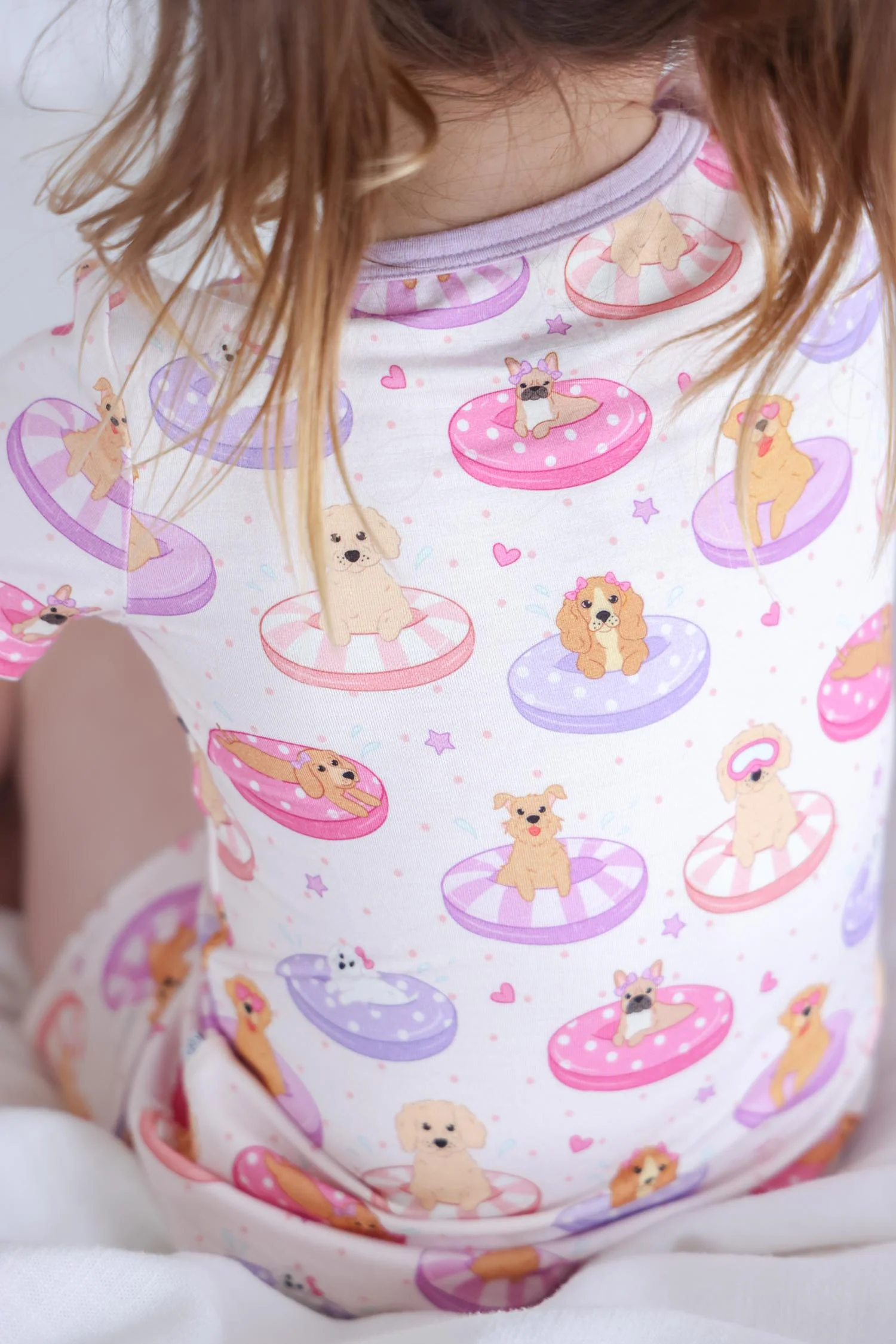 Two Piece Short Pajama Set | Poolside Pups Pink - Image 10