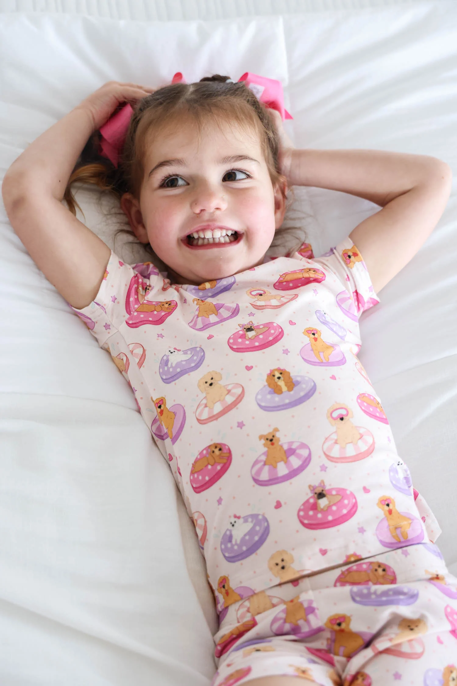Two Piece Short Pajama Set | Poolside Pups Pink - Image 8