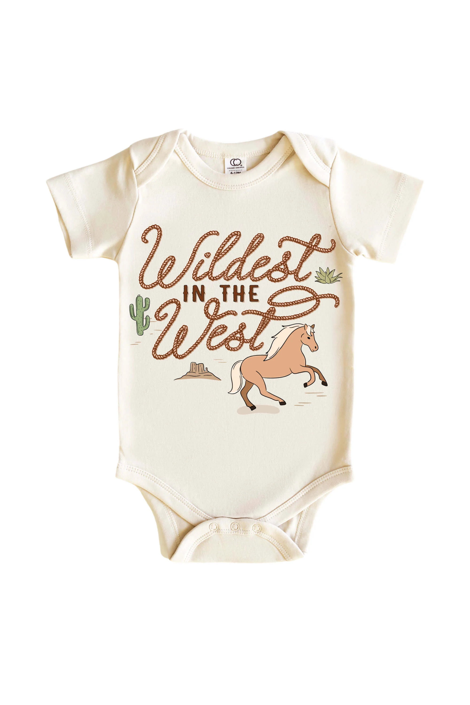 Wildest In The West Neutral Graphic Bodysuit & Kids Tee | Natural - Image 2