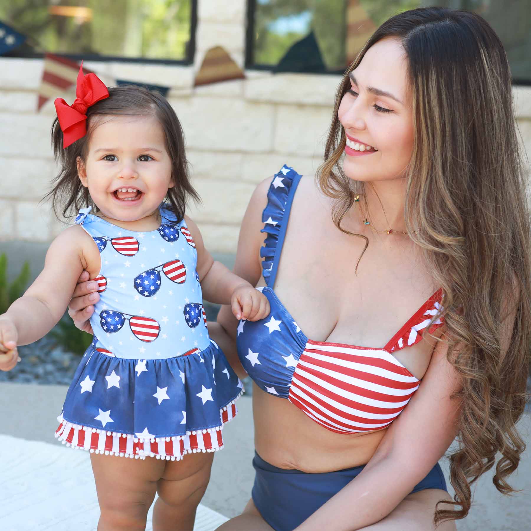 Women's Bikini with High Waisted Bottom | Patriotic Summer - Image 3