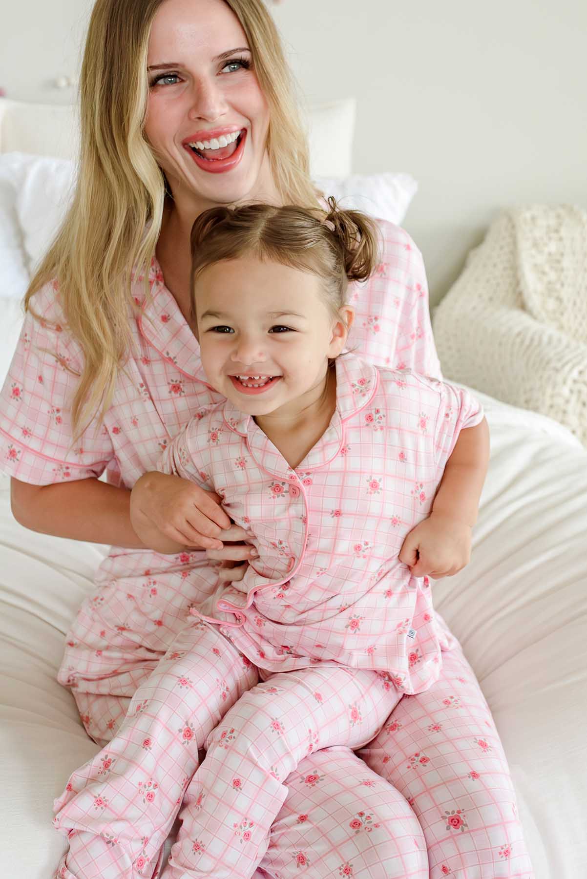 Women's Two Piece Bamboo Flare Lounge Set | Primrose Plaid - Image 3